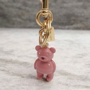 Coach Bear Bag Charm Gold/Pink